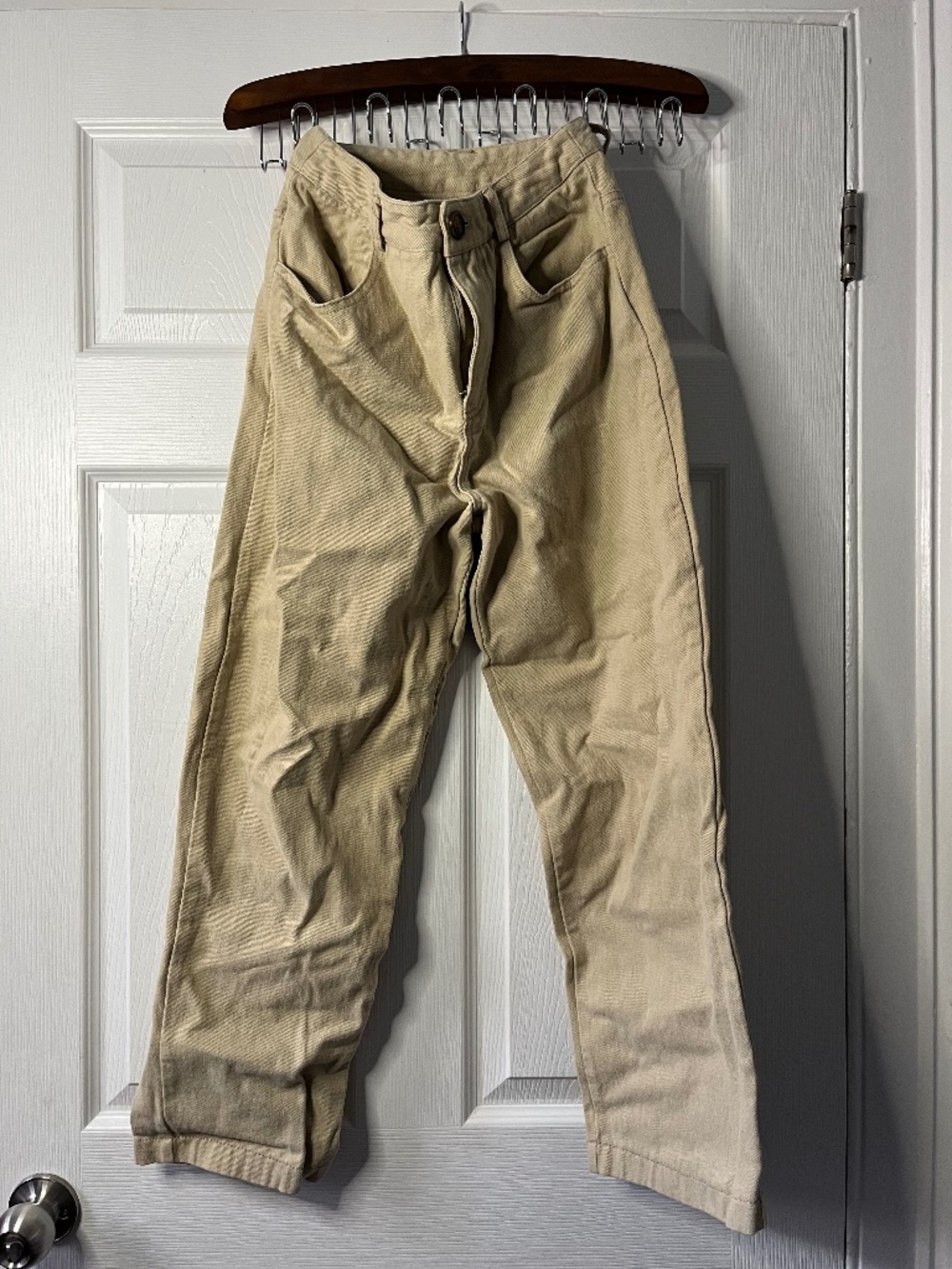 Beige straight leg pants